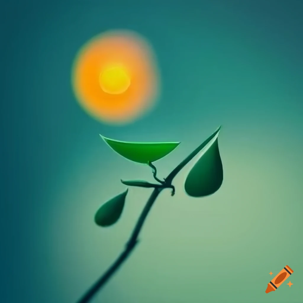 Logo - sun and rain drops on a plant for a nature-inspired brand