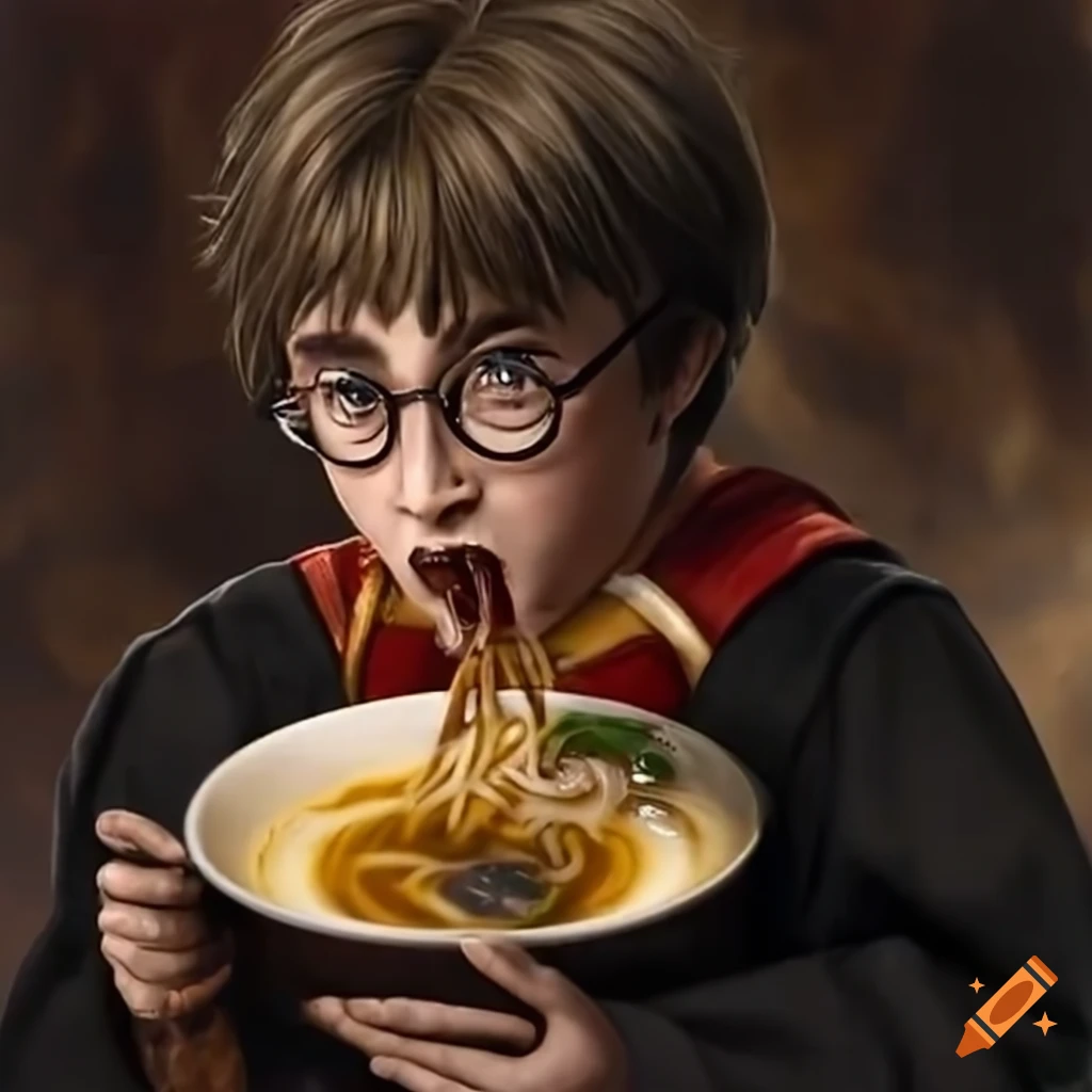 Harry potter eating ramen