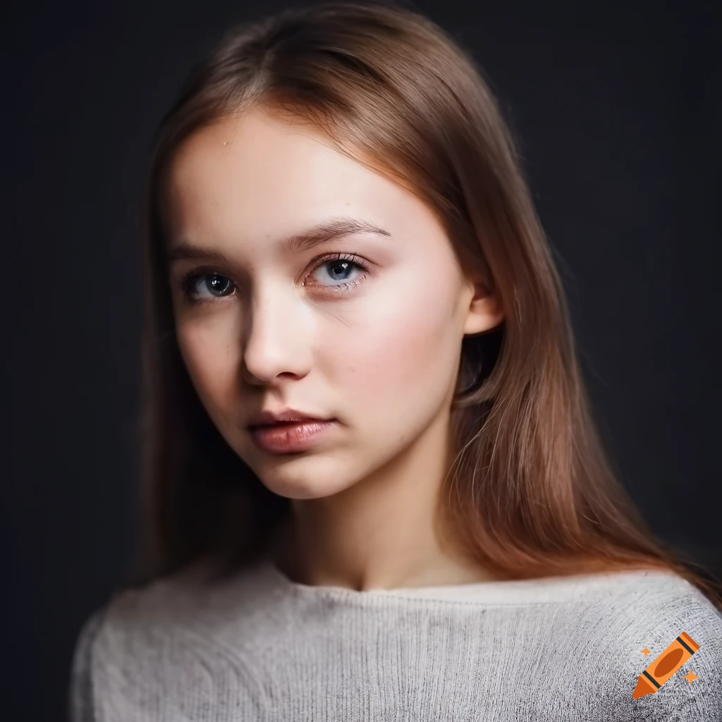 Candid close up with perfect facial features of a pretty russian girl