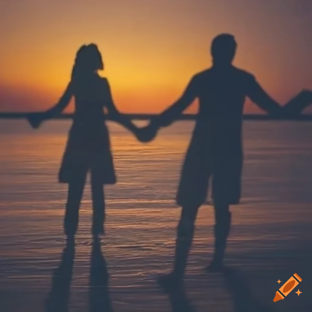 couple silhouette holding hands