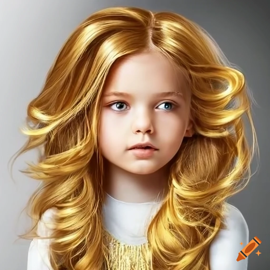 white-background-kids-long-hair-gold-on-craiyon