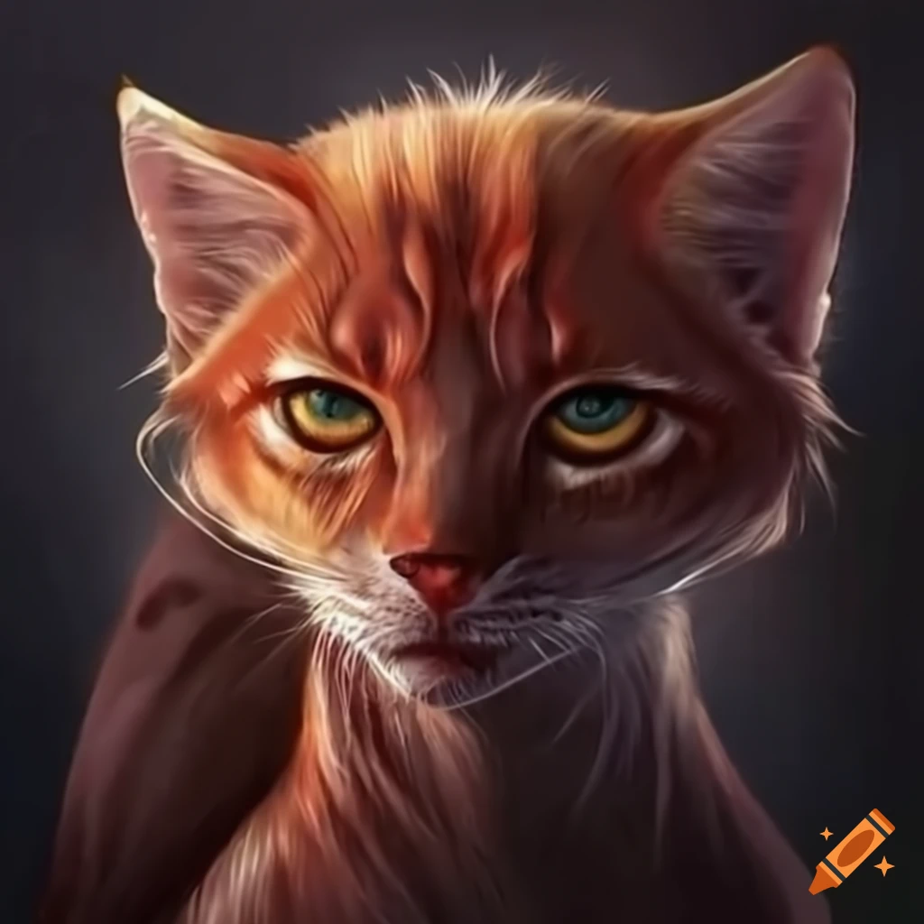 Красная кошка с бирюзовыми глазами и длинным хвостом с кисточками на ушах.  фурри on Craiyon