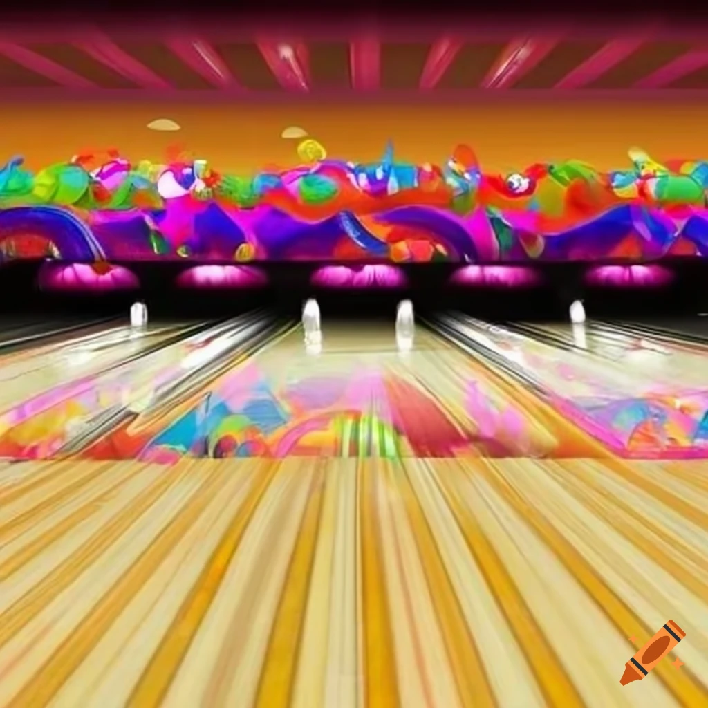 Realistic Photo Of Brightly Colored Bowling Alley Carpet Pattern On Craiyon