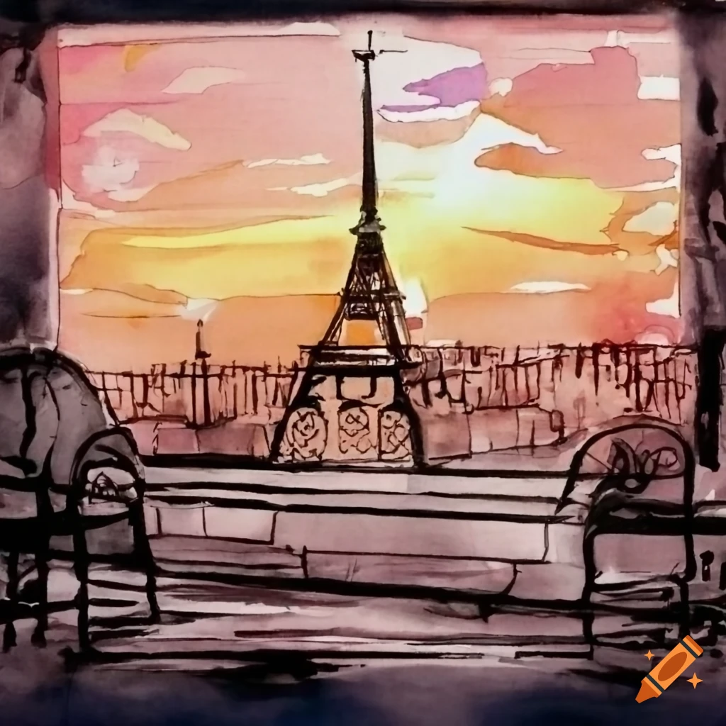 Eiffel Tower sunset scenery Drawing with Oil Pastels - YouTube