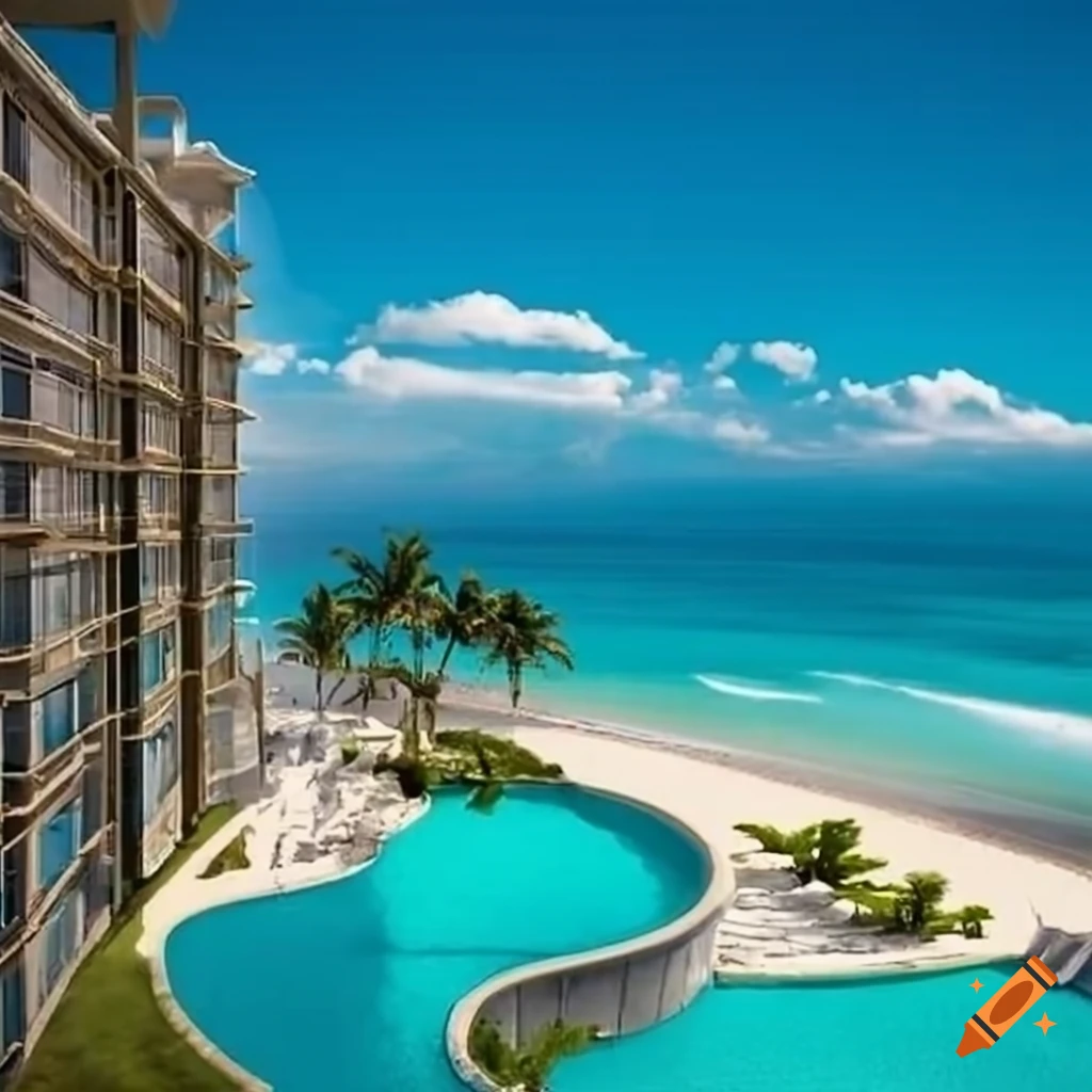 Luxury beachfront hotel with breathtaking ocean views