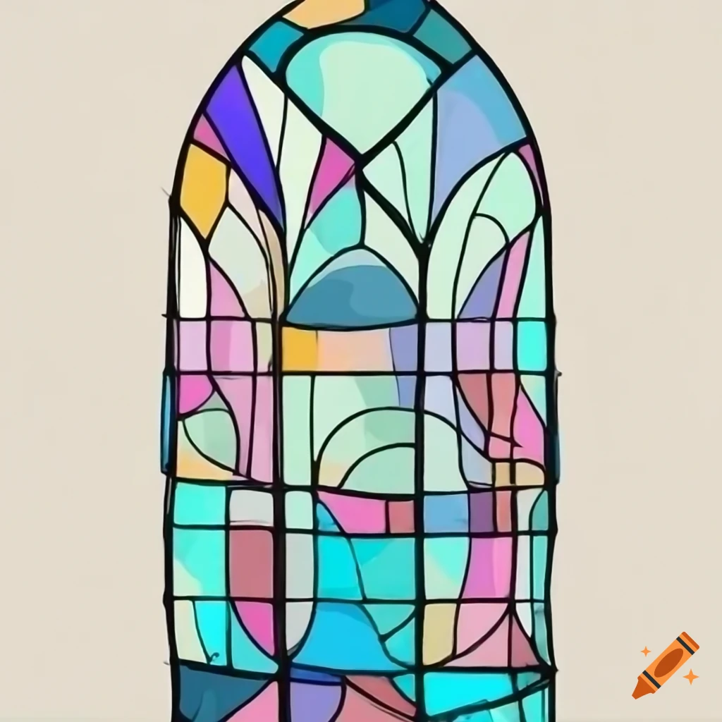 Create The Image Of A Simple Stained Glass Window Of A Church With