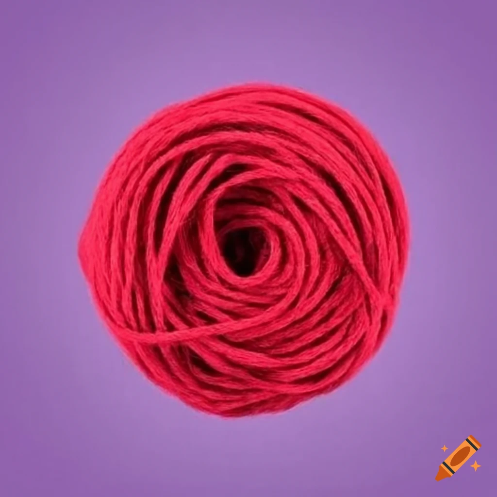 Vibrant messy ball of red cotton string on Craiyon