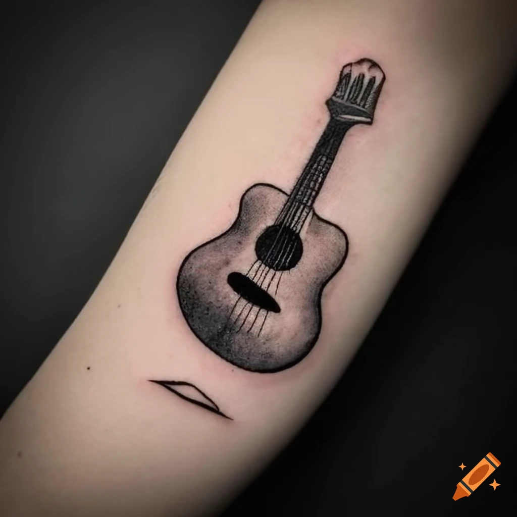 Sketchy Guitar Temporary Tattoo / music tattoo / small guitar tattoo /  wrist tattoo / arm tattoo / forearm tattoo / music temporary tattoo