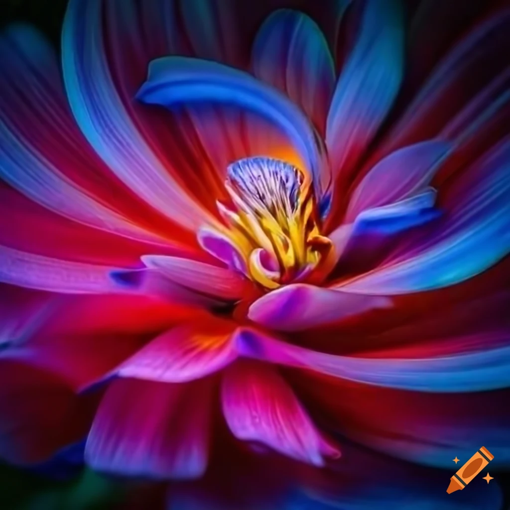 Close-up of a colorful flower in abstract style on Craiyon