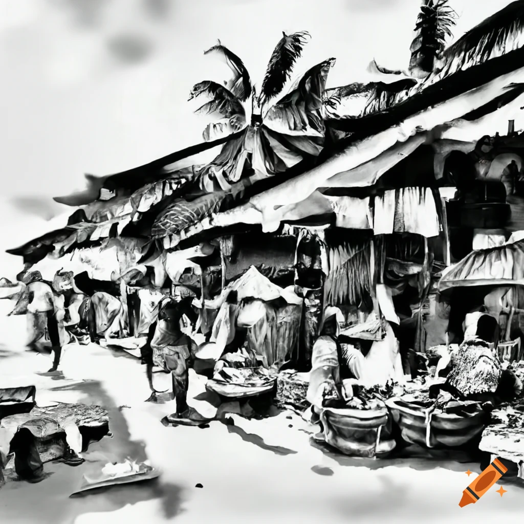 How to Draw a Scenery of Vegetables Market || Sobji Bazaar Scenery Drawing  - YouTube