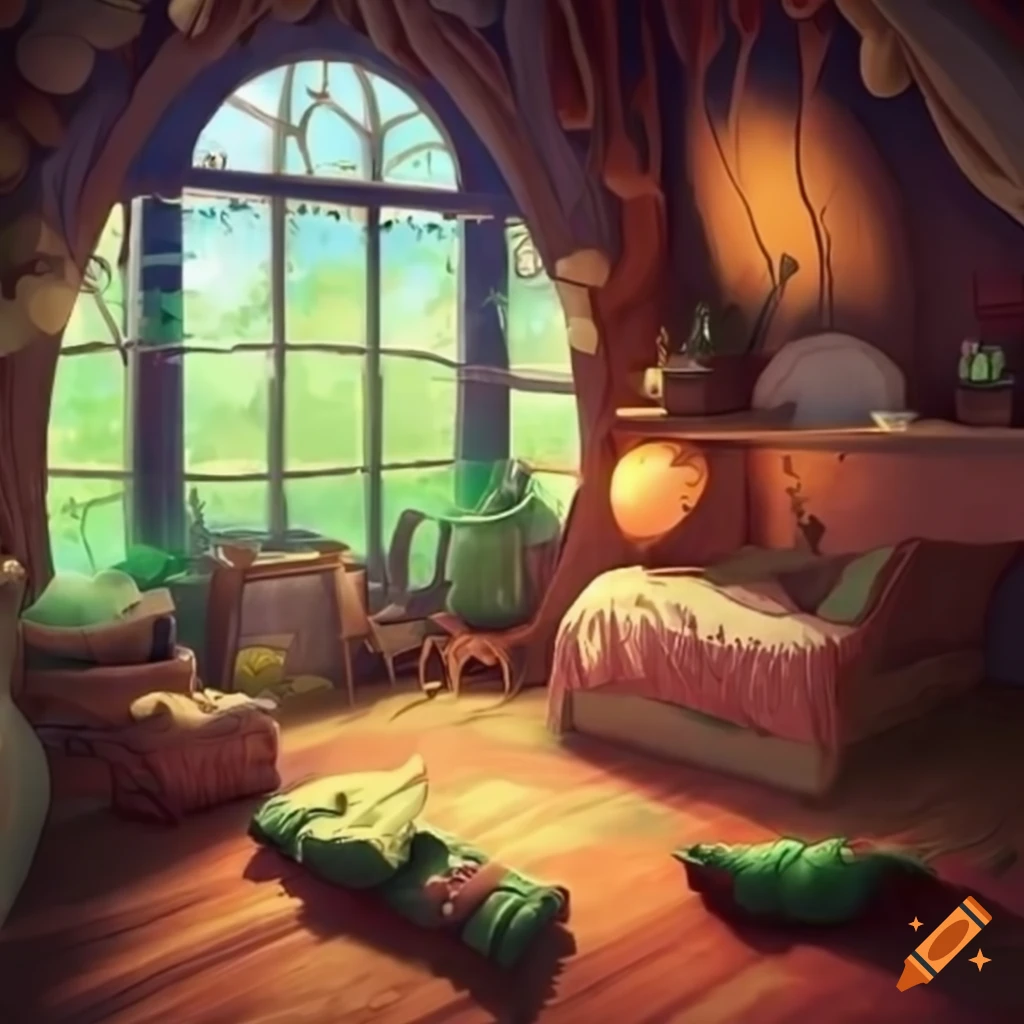 Studio ghibli inspired bedroom fantasy