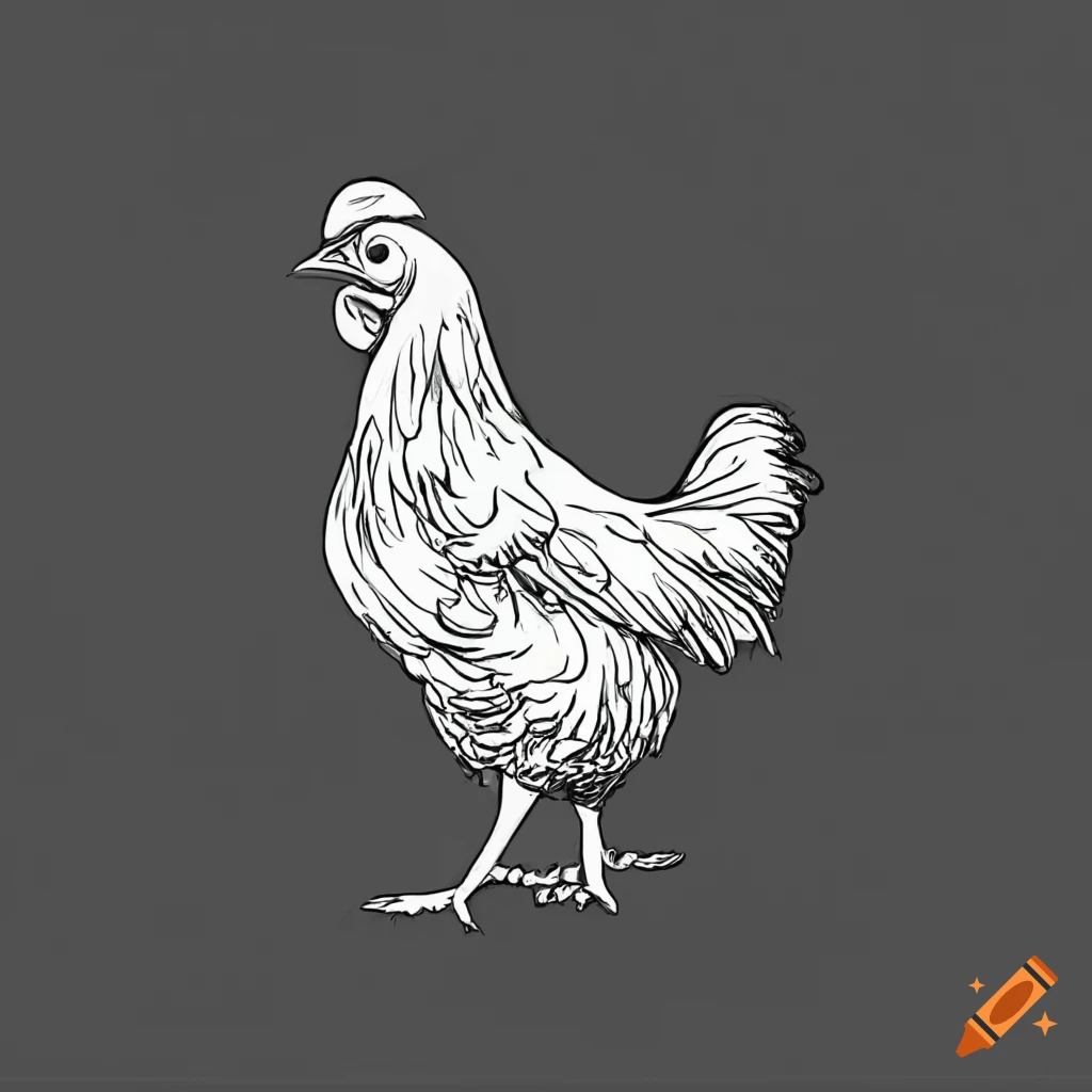 Hand-drawn simple vector sketch with black outline. Poultry, chicken,  laying hen, farming, animal. Organic farm, label, coloring. Ink drawing.  6637508 Vector Art at Vecteezy