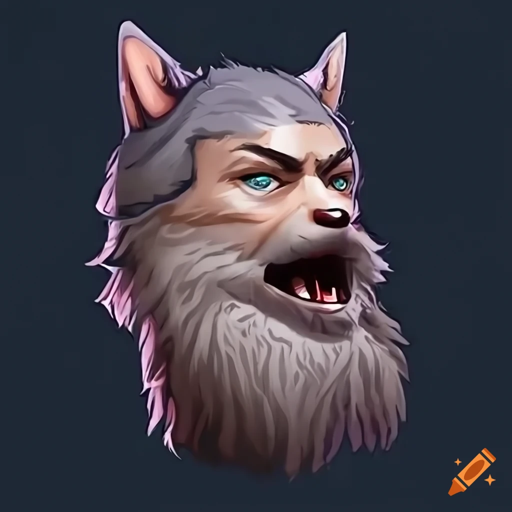 Emote twitch loup homme barbu on Craiyon