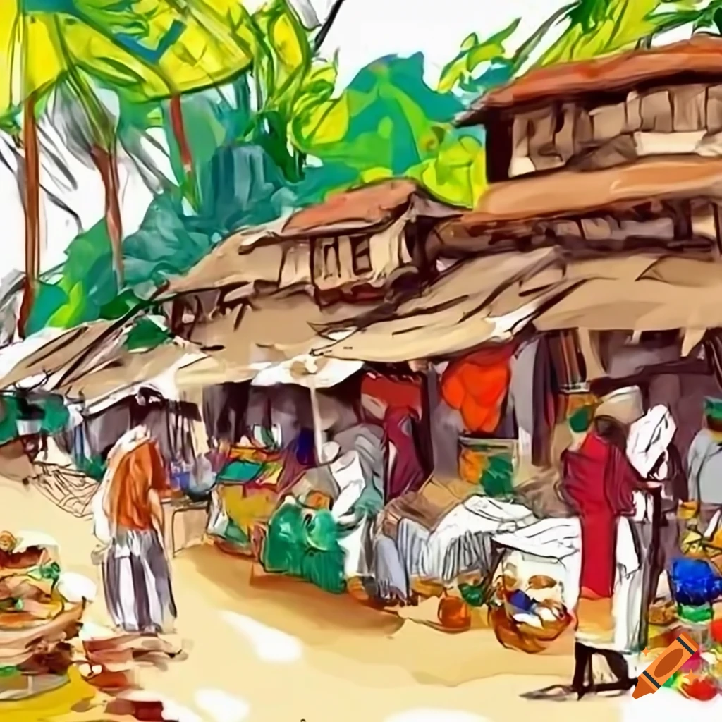 A Simple Village Market Paintings - Buy A Simple Village Market Paintings  Online – Pisarto