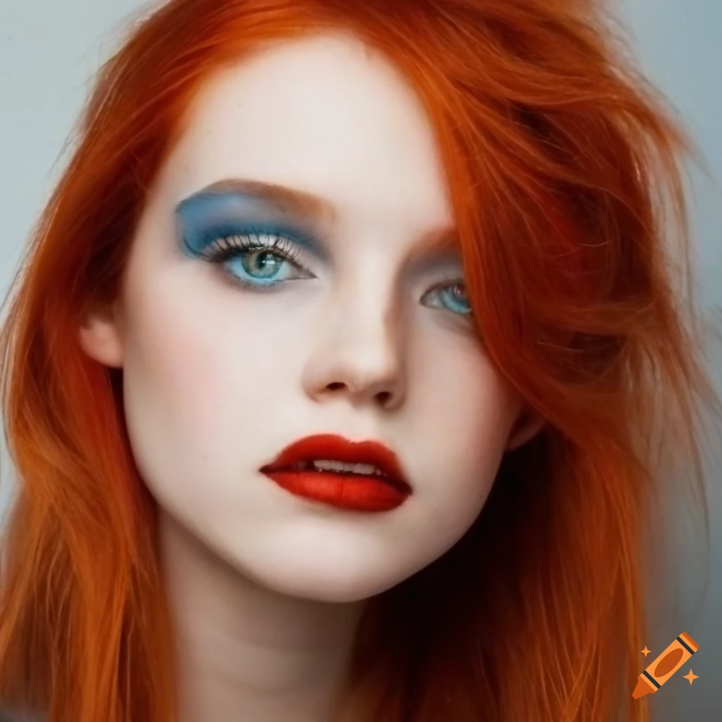 Red Hair Green Eyes And Blue Makeup
