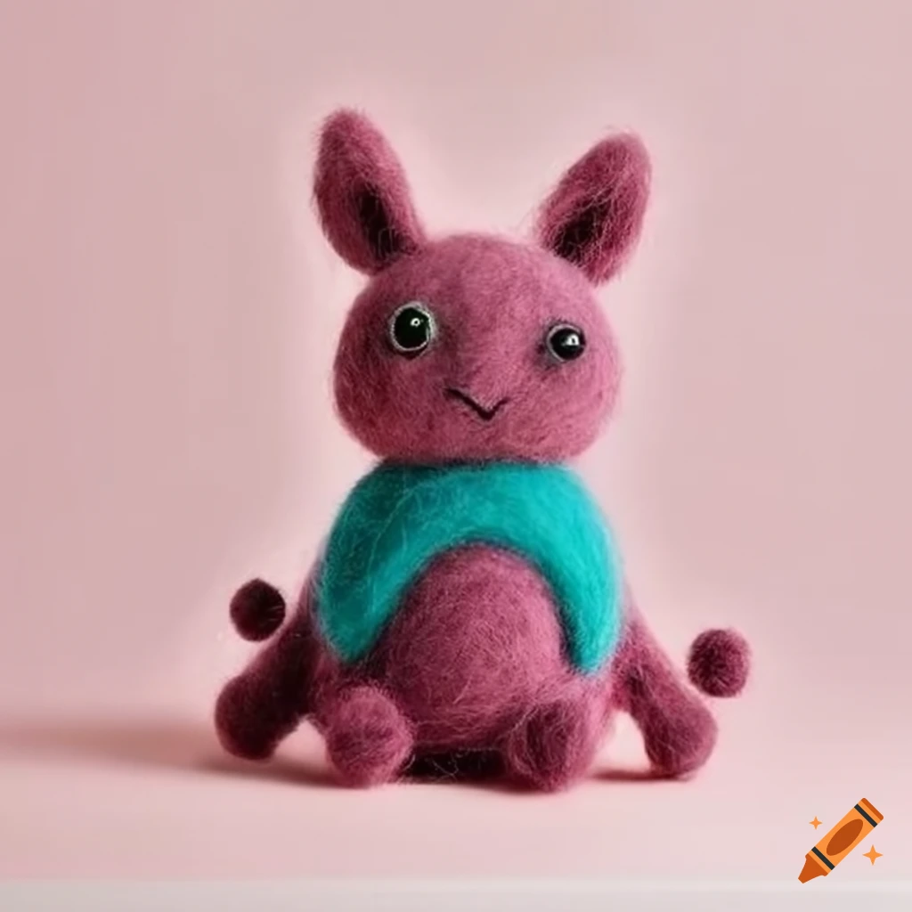 Colorful felted wool creatures with cute clothing