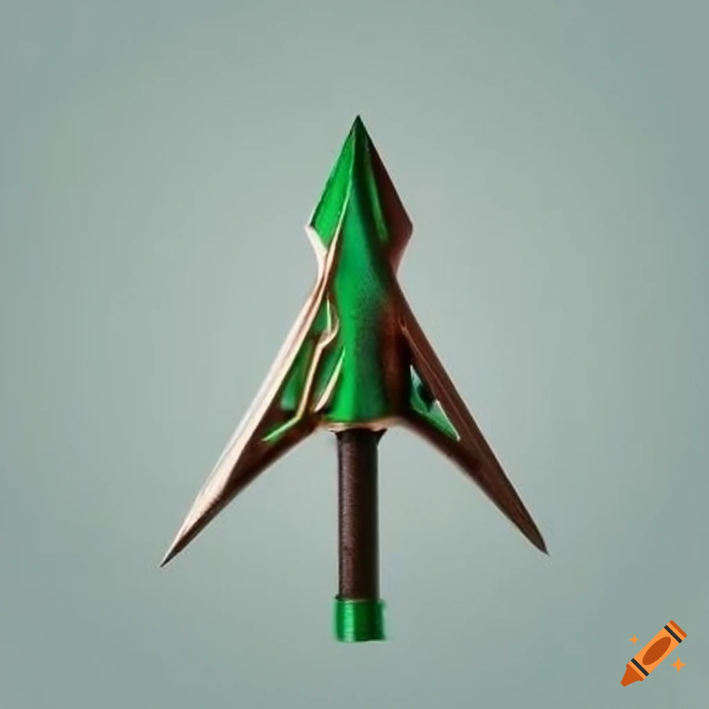 Broadhead arrow tip green camouflage on Craiyon