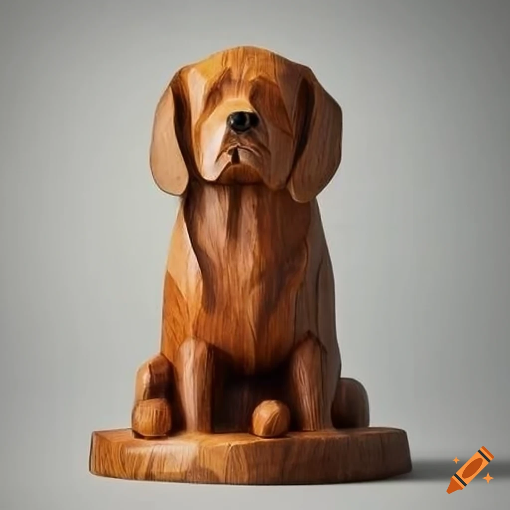 Wood dog statue