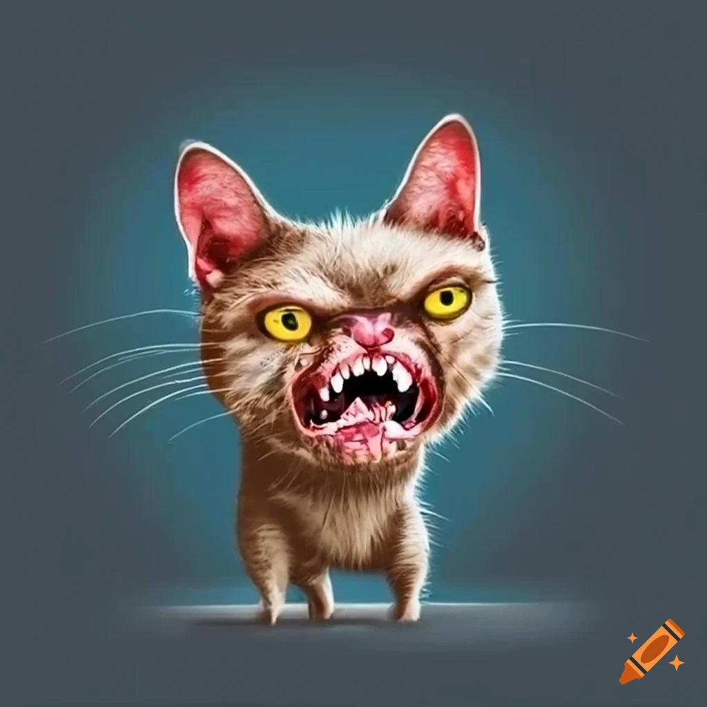A really angry and ugly cat