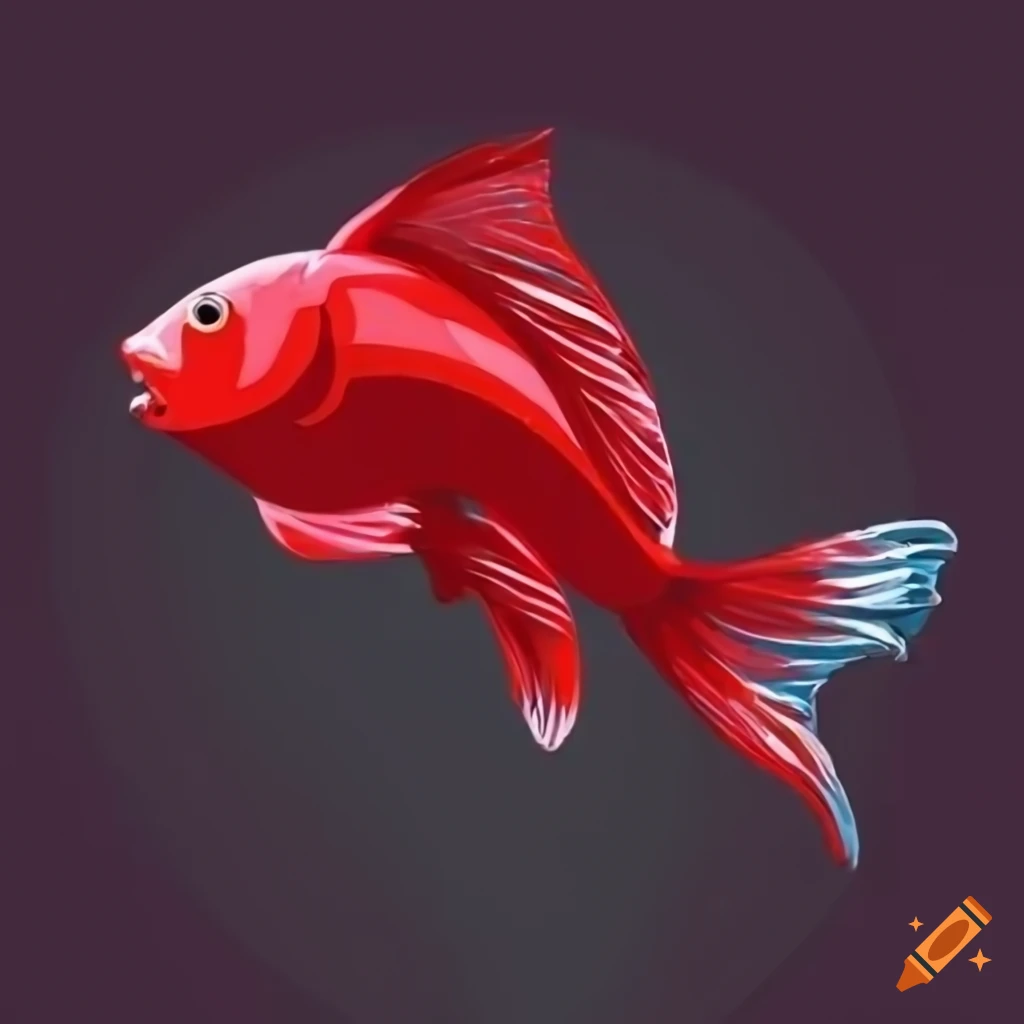 Pop art red fish jumping out of water with transparent background on Craiyon