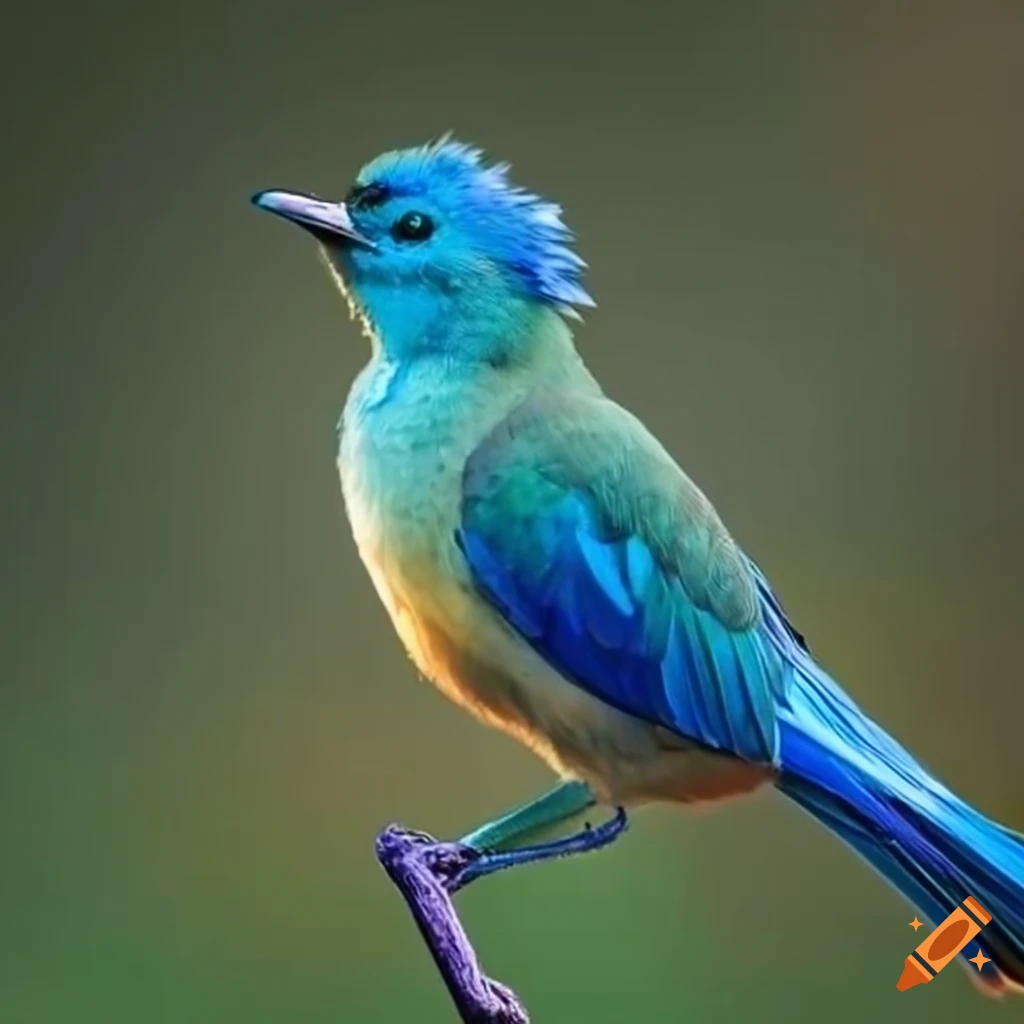 A vibrant blue-feathered bird with a ruffled crest
