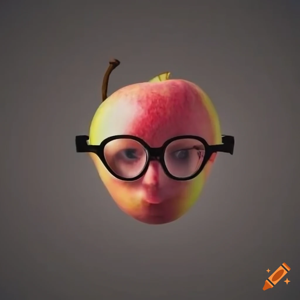 An apple wearing glasses