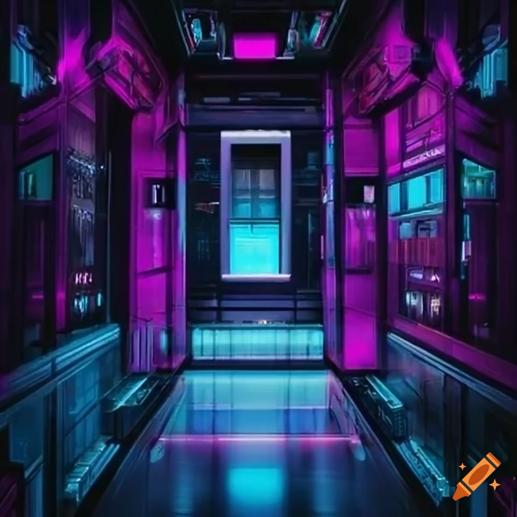 Elevator cyberpunk style on Craiyon