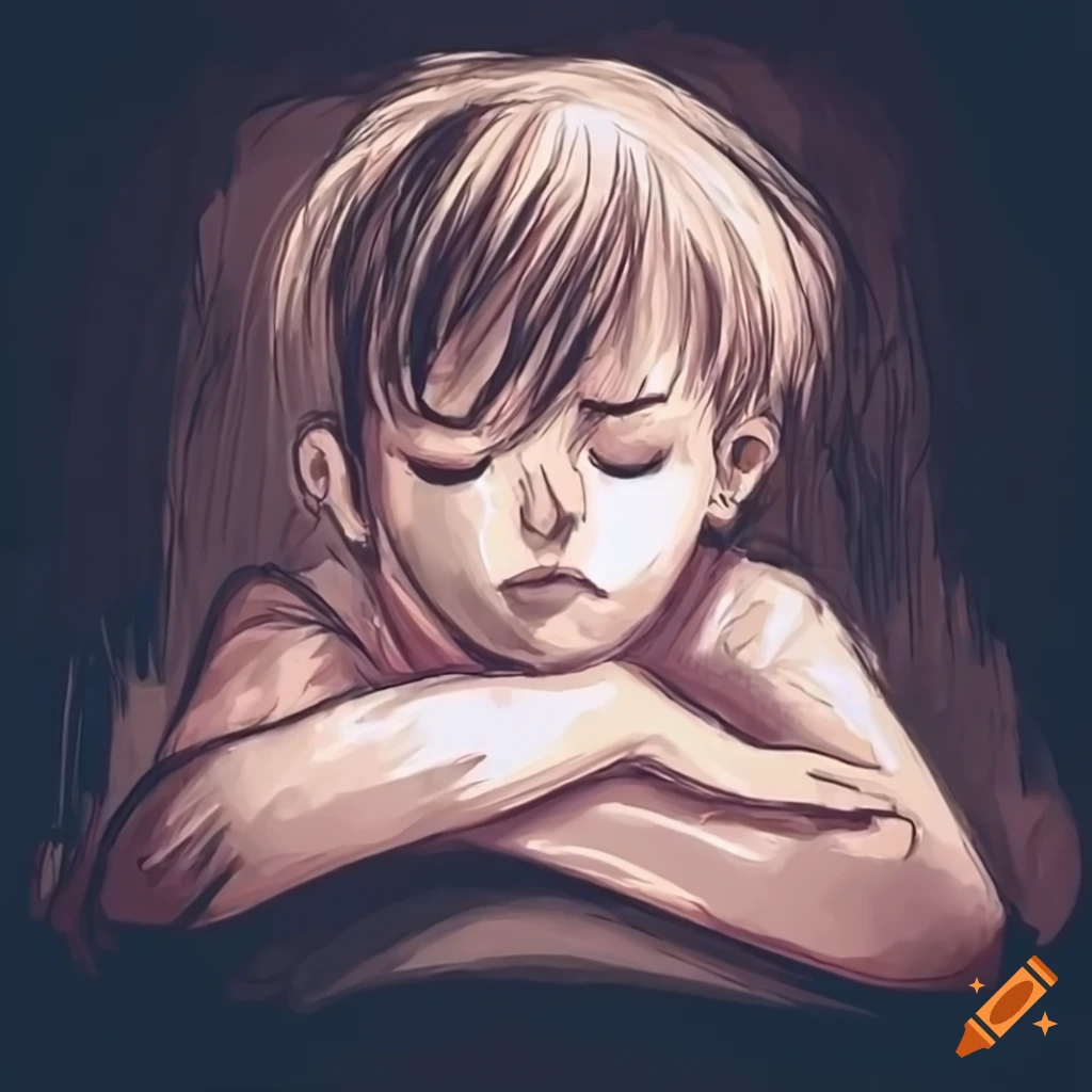 sad boy drawing