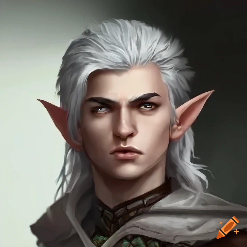 Beautiful strong male elf pathfinder, looking at something off screen ...