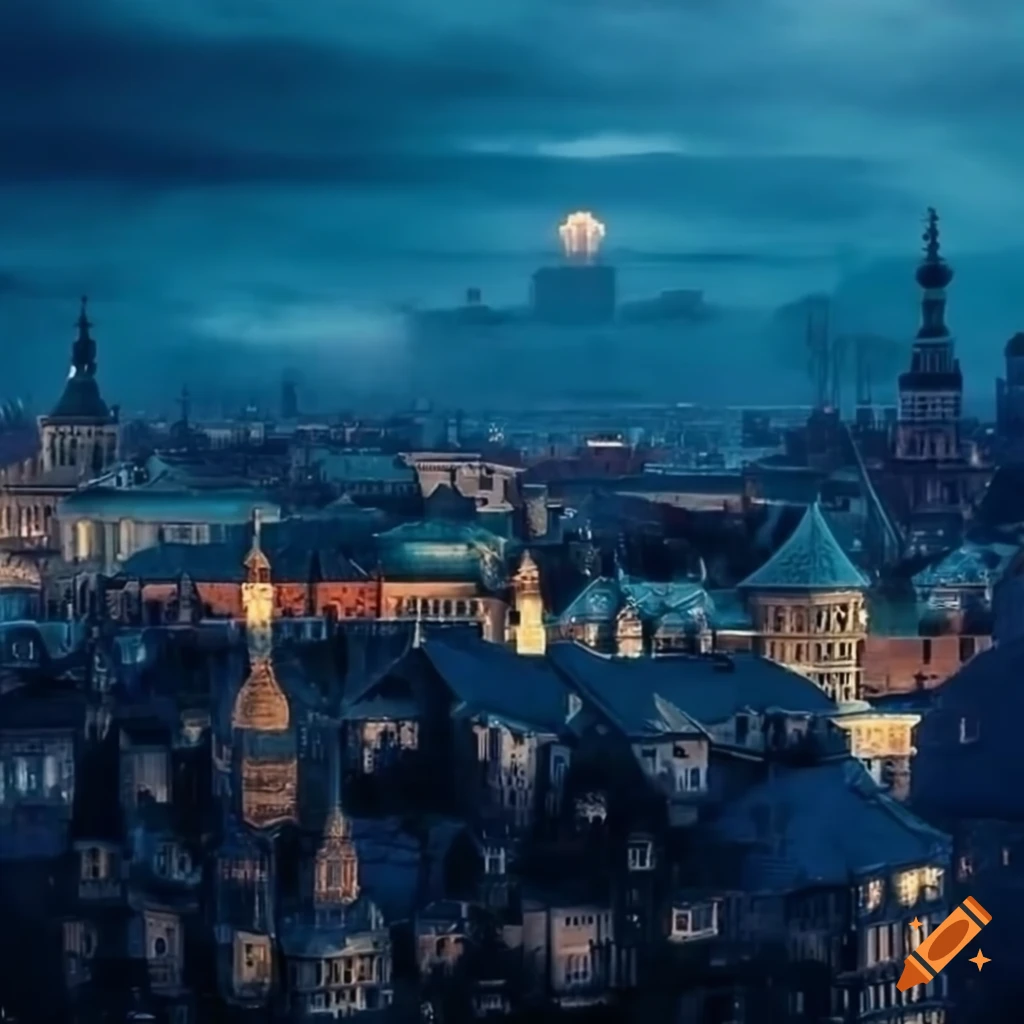 Город, full hd, пейзаж, красота,, фонари on Craiyon