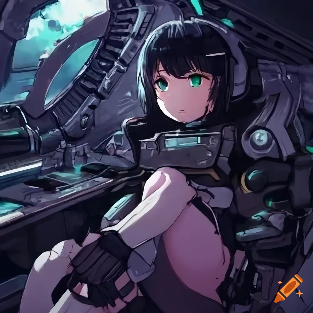 KREA - Fighter pilot in the cockpit, during the air battle at night. In  anime style, dark color. explosions, tilt and orange, ultrawide angle,  panoramic, fish eye, colorfull painting, centered, front, horizont,