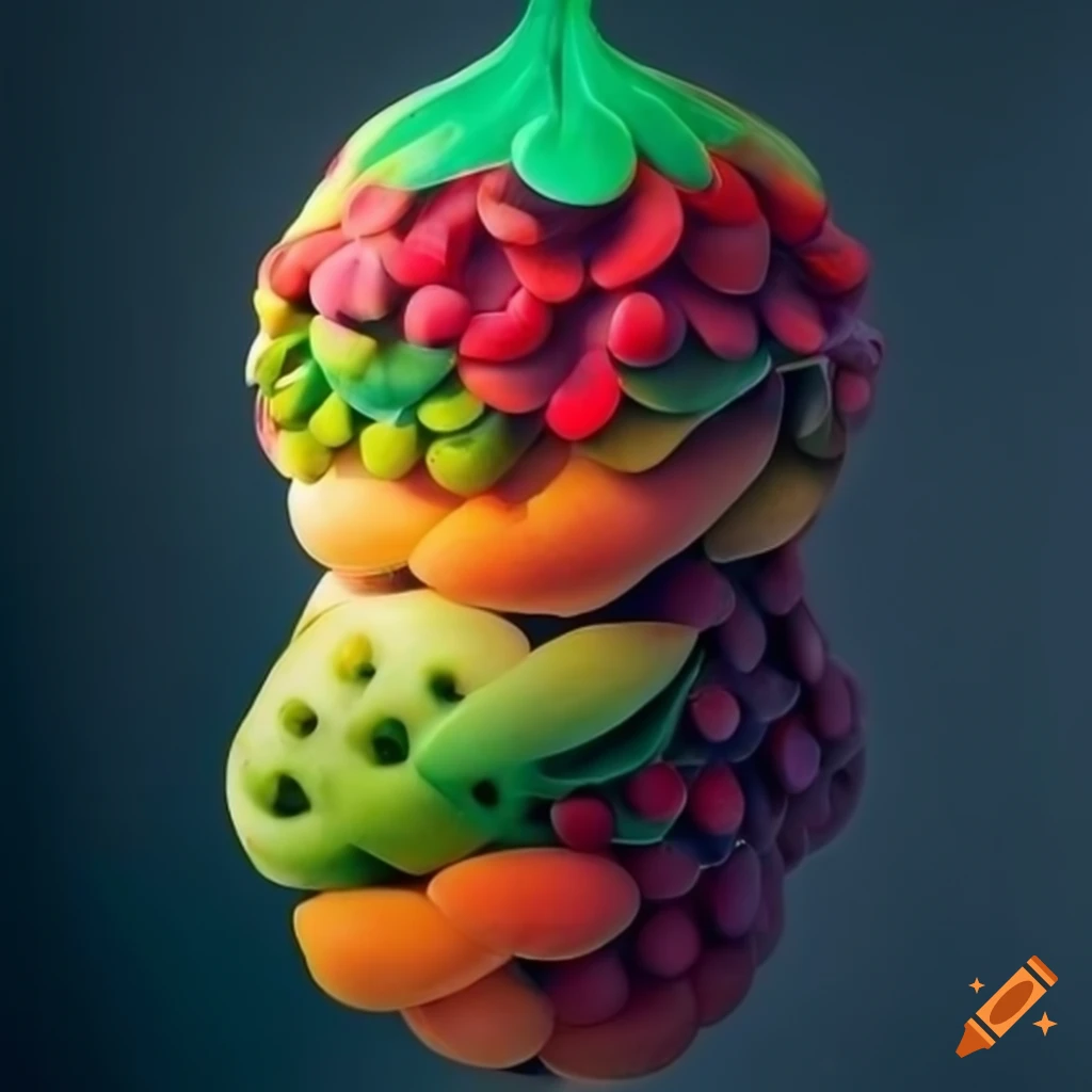 Painted sculptures of surreal fruit displaying impossible geometries on ...