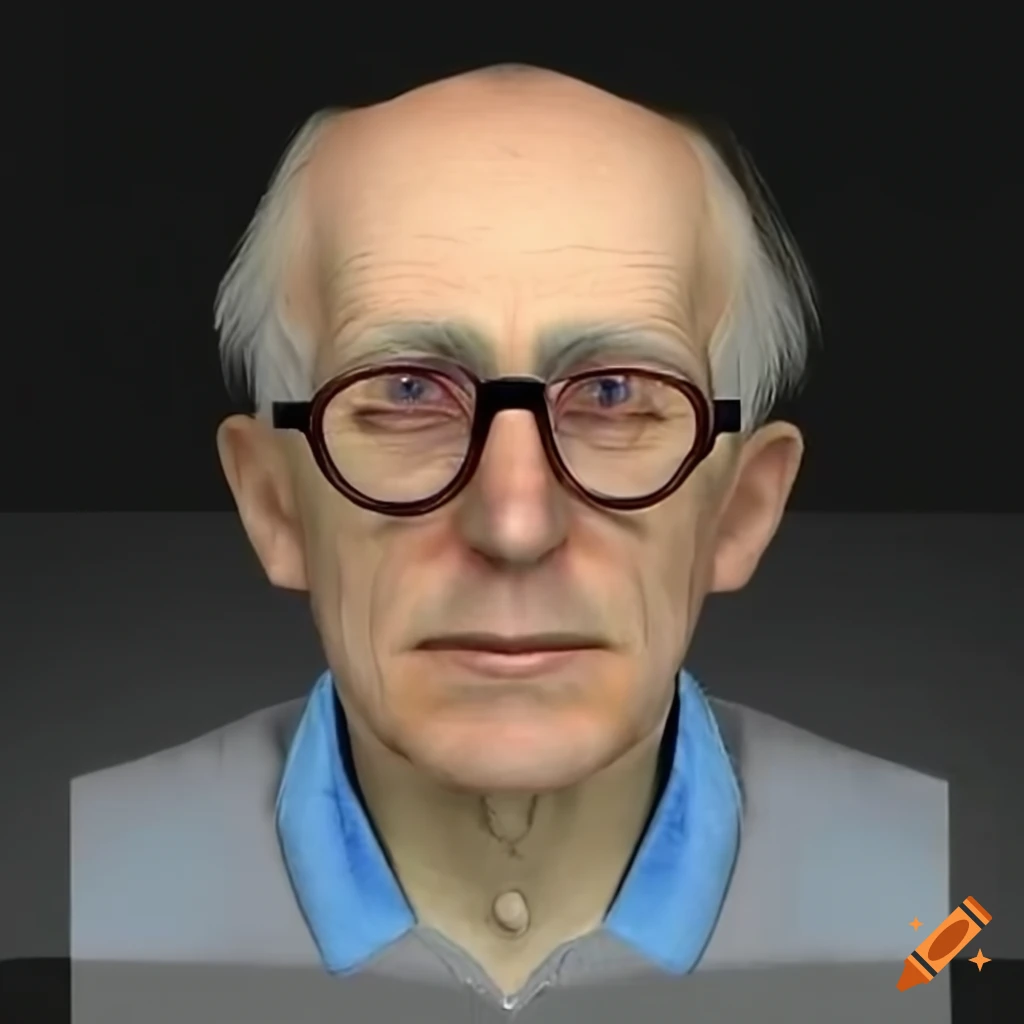 A portrait photograph of dr. isaac kleiner from half-life. he has a ...