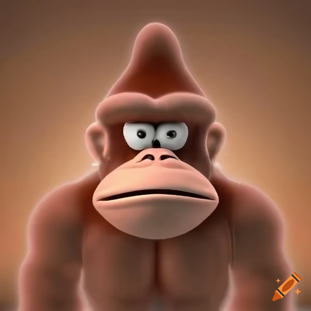 3d render of a curly haried donkey kong in unity