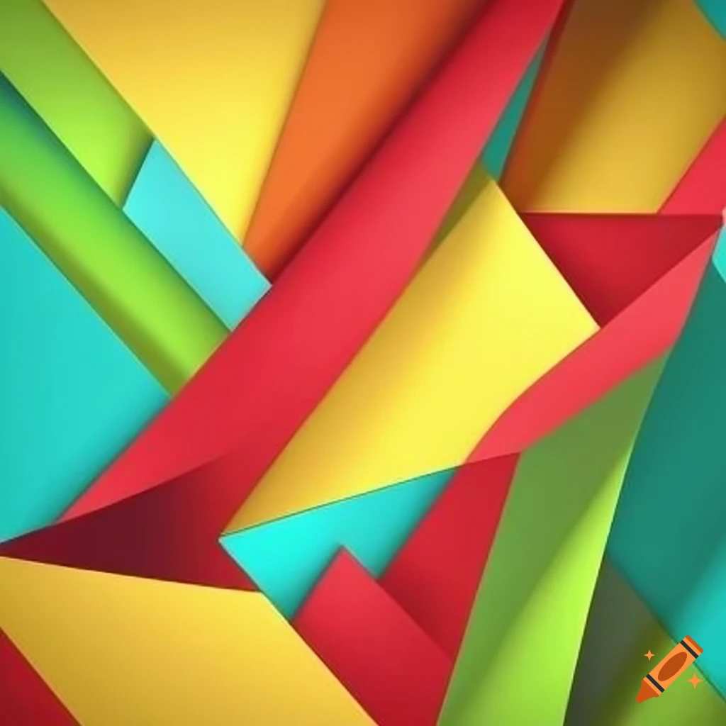 Geometric shapes and stirpes with the colors red,green,orange,yellow