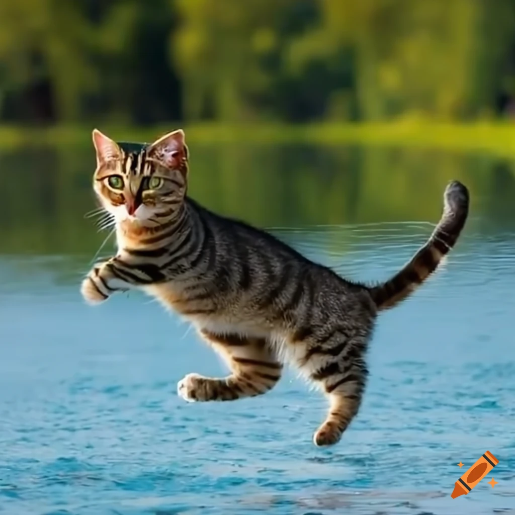 Cat jump into water on Craiyon