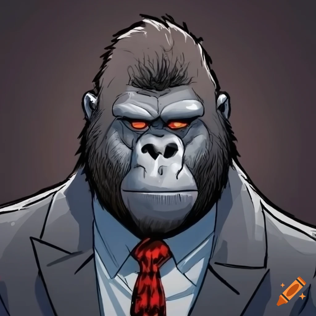 Gorilla wearing a business suit and tie on Craiyon