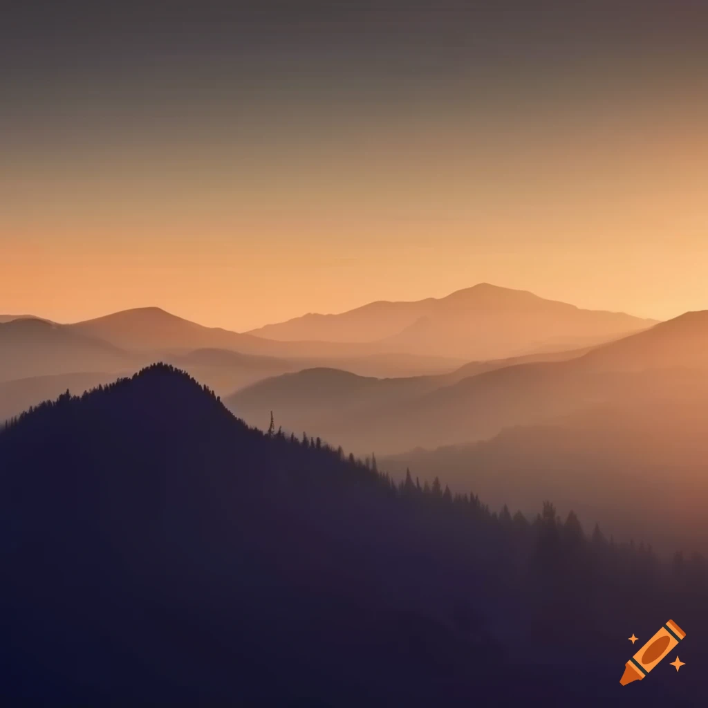 Forest and mountain in the morning
