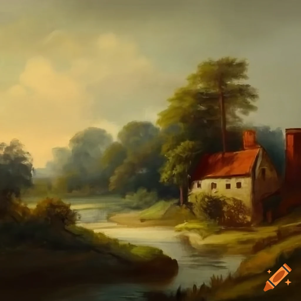 Old English Countryside Painting