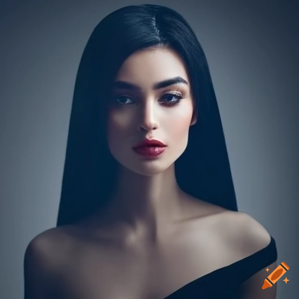Elegant woman with black hair on Craiyon