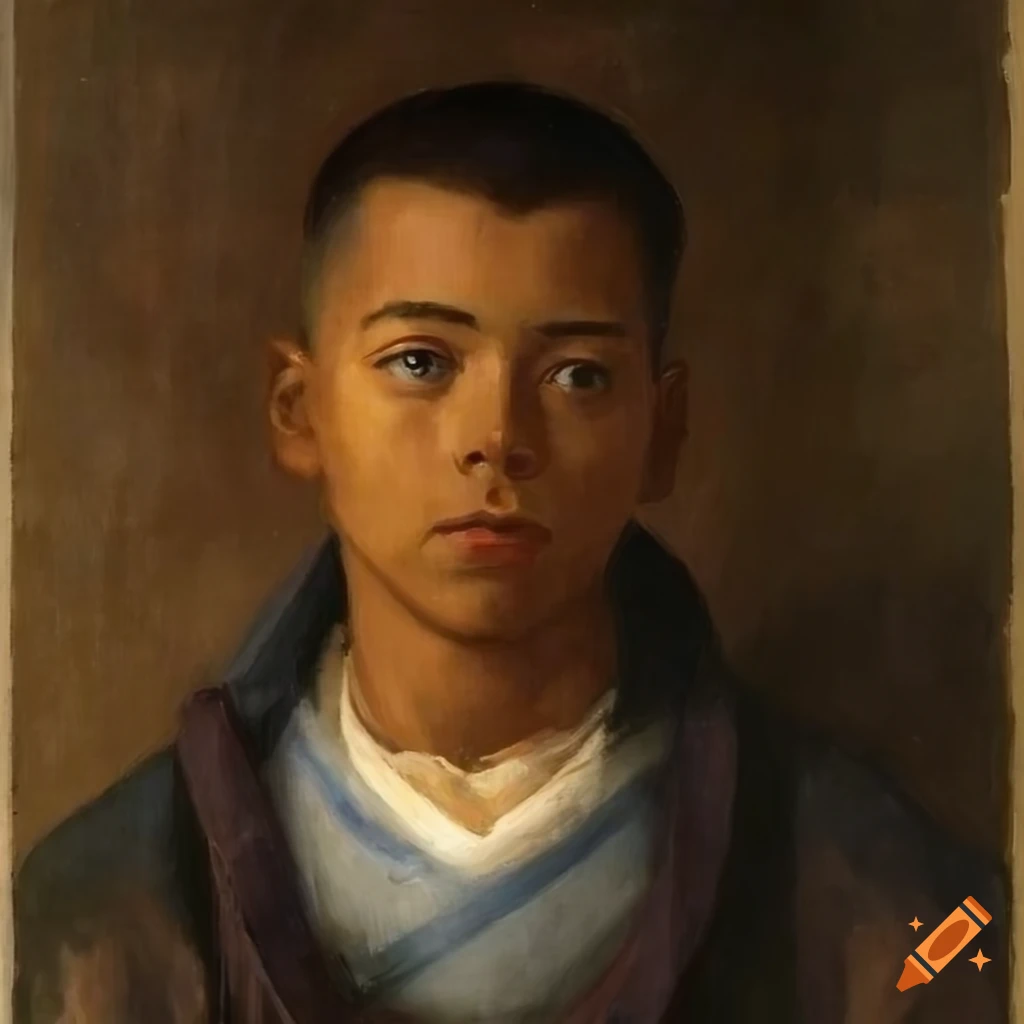 portrait of sokka from avatar: the last airbender, warrior, aged 25, 1879 oil painting