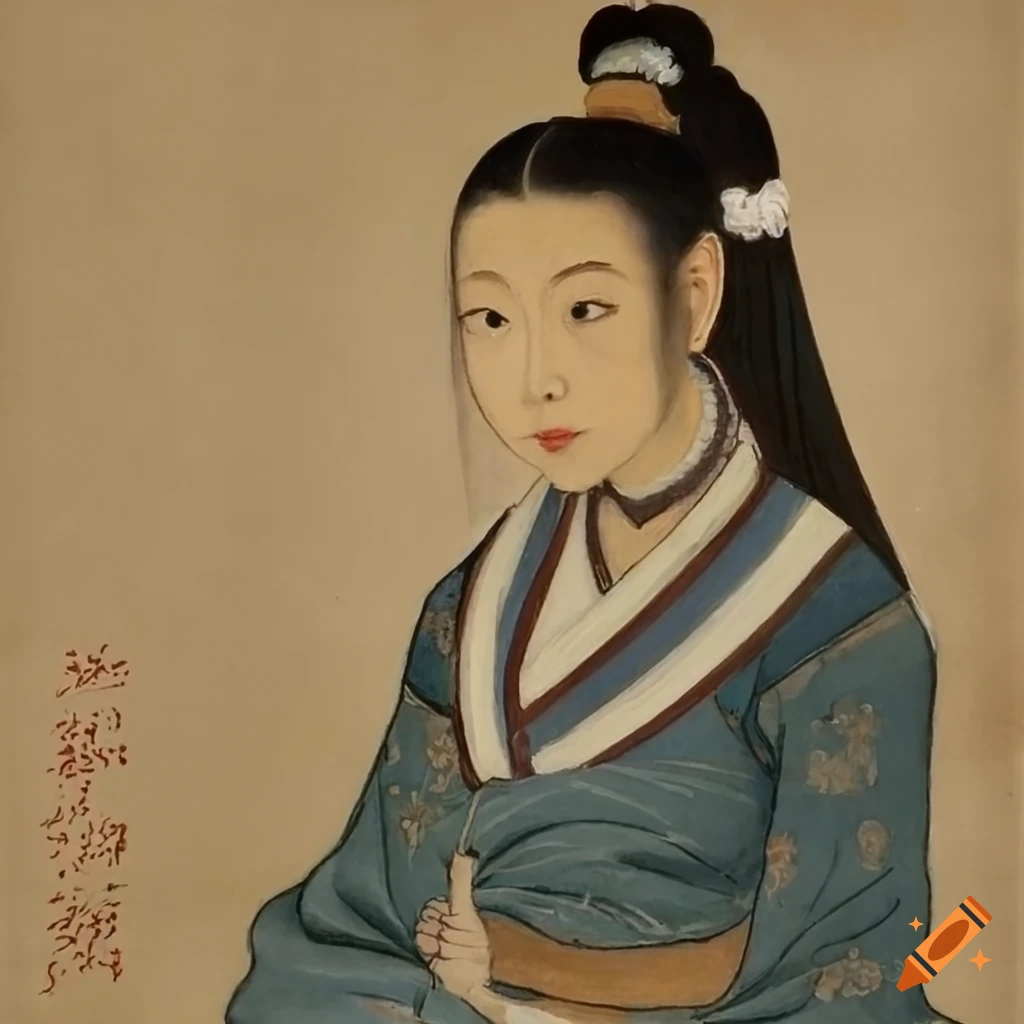 portrait of katara from avatar: the last airbender, in the style of 16th century ming dysnasty chinese painting, sitting portrait