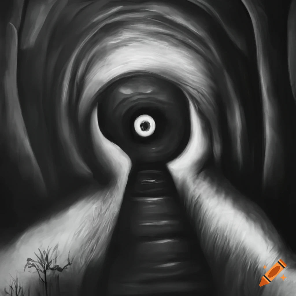 Surealism eye looking out of cave