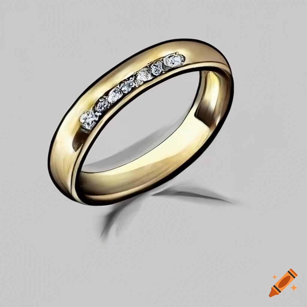Golden Wedding Ring with Big Diamond Stock Illustration - Illustration of  celebrate, scintillation: 13829167