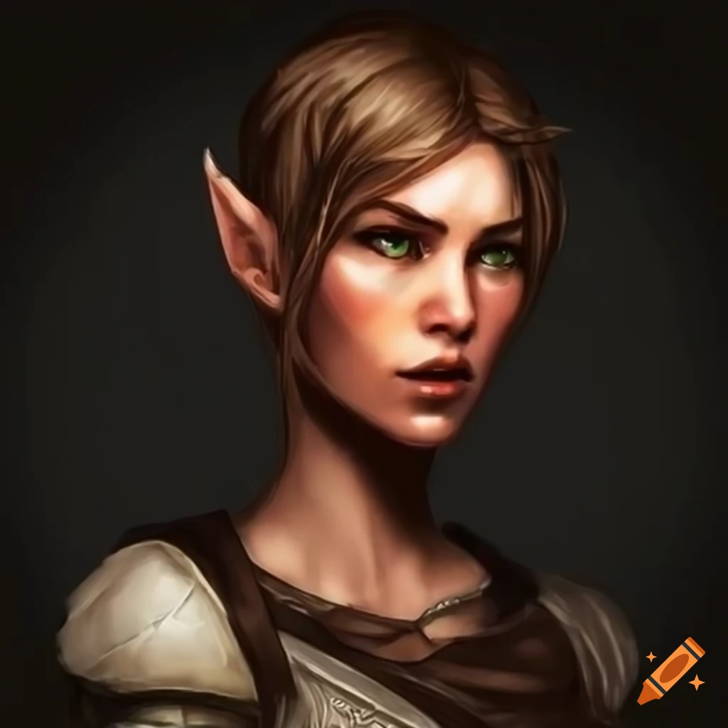 Female half elf rogue short brown hair dark eyes