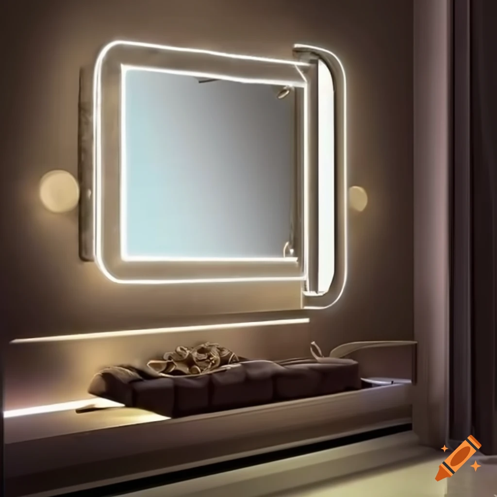 Led mirror in living room render on Craiyon