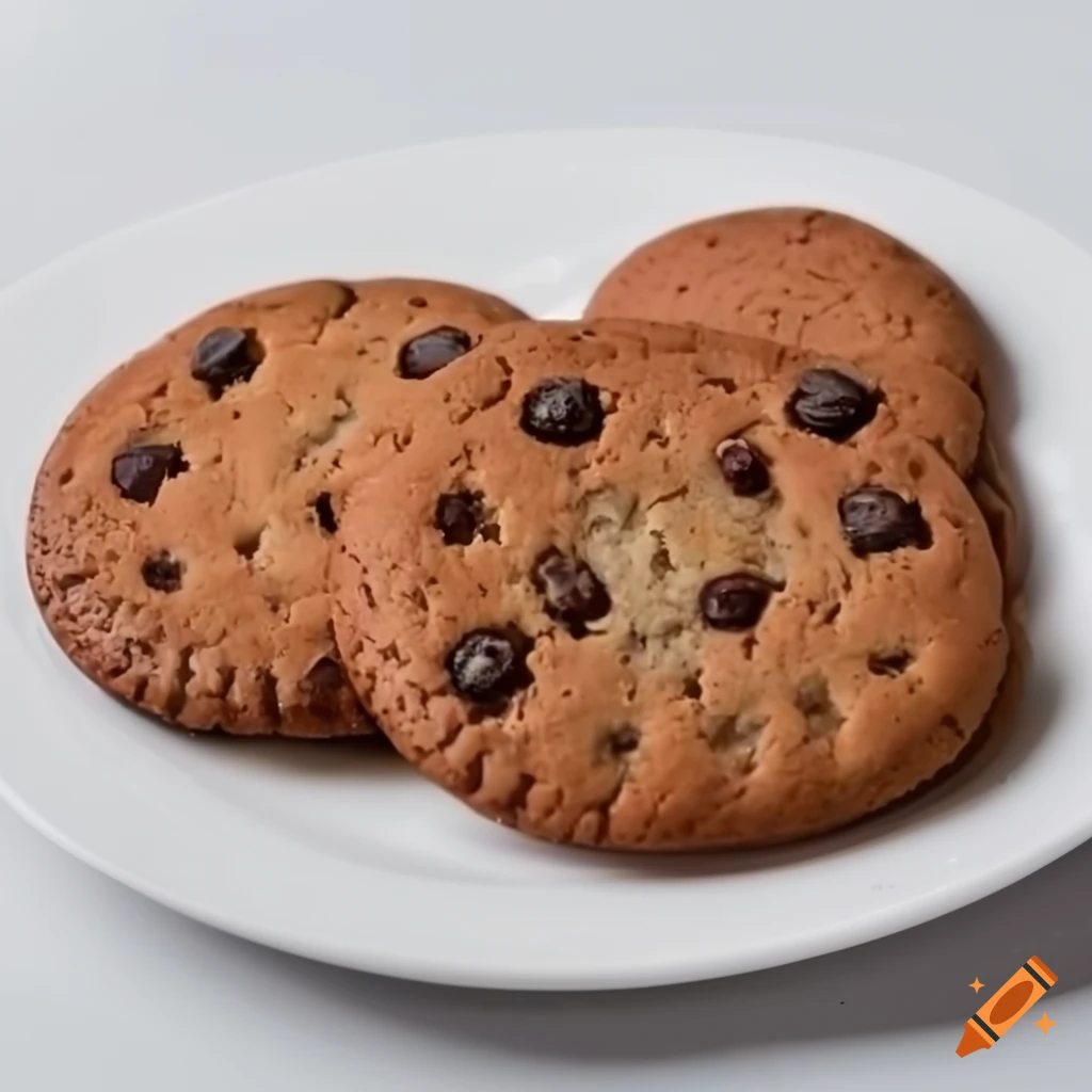 cookie on a white plate on a white background