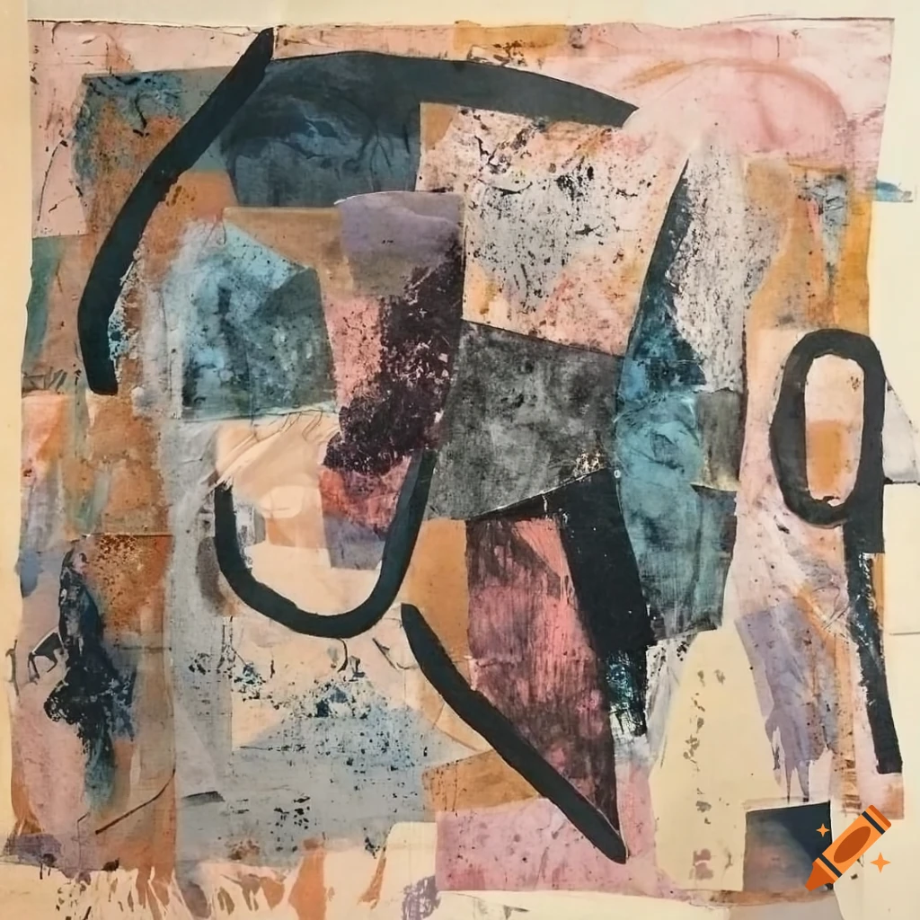 Mixed - media collage abstract painting in the style mark bradford ...
