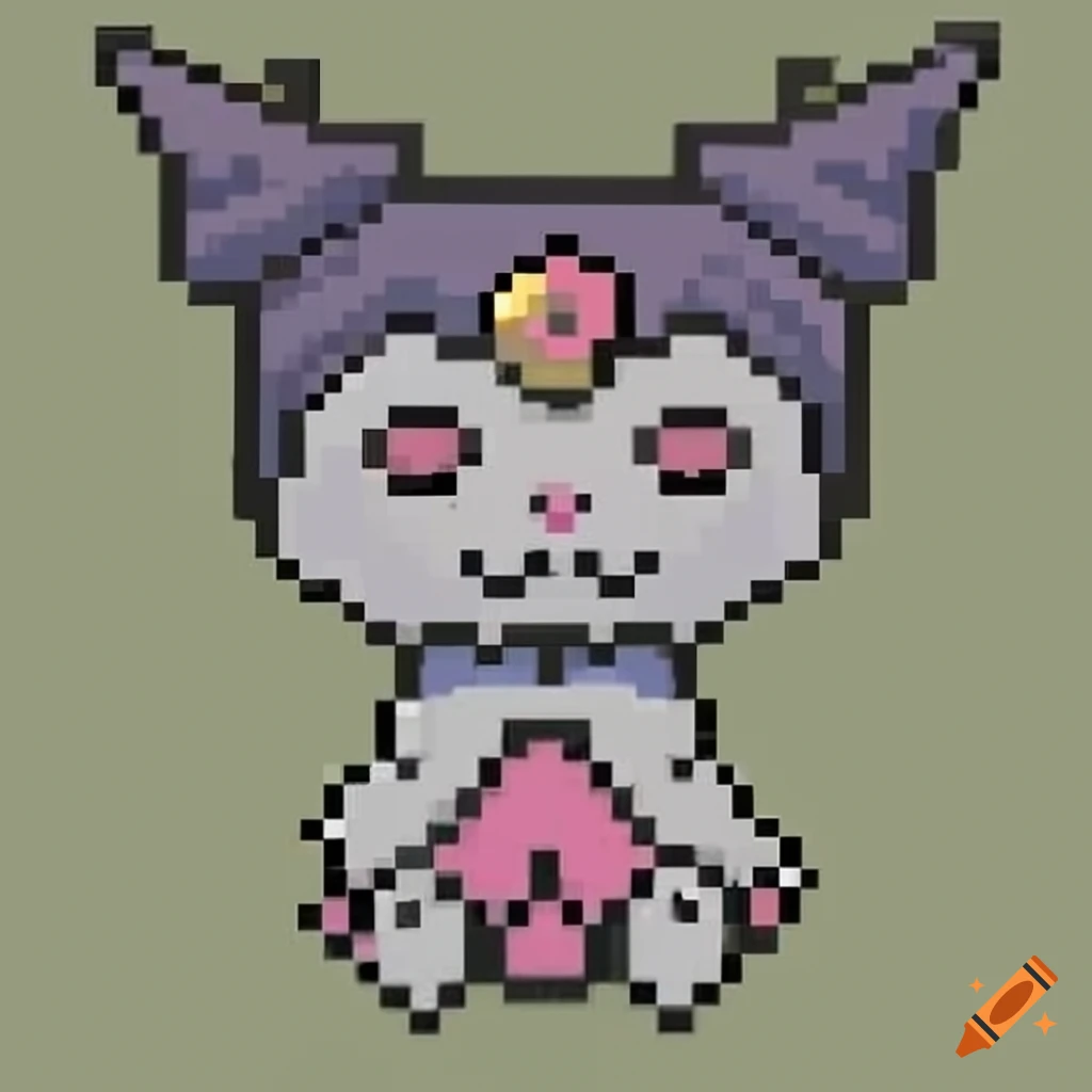 Pixel art of kuromi and melody from sanrio on Craiyon