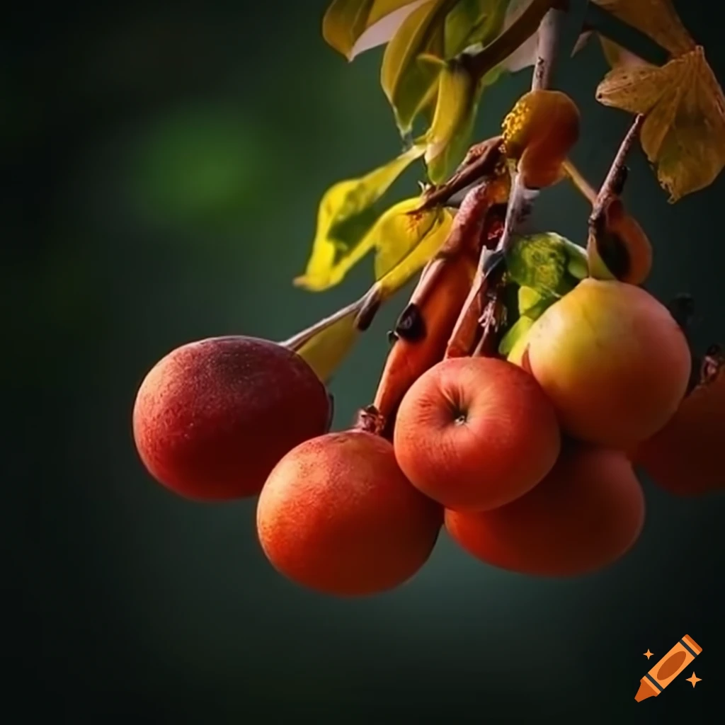 Fruits and vegetables in trees on Craiyon